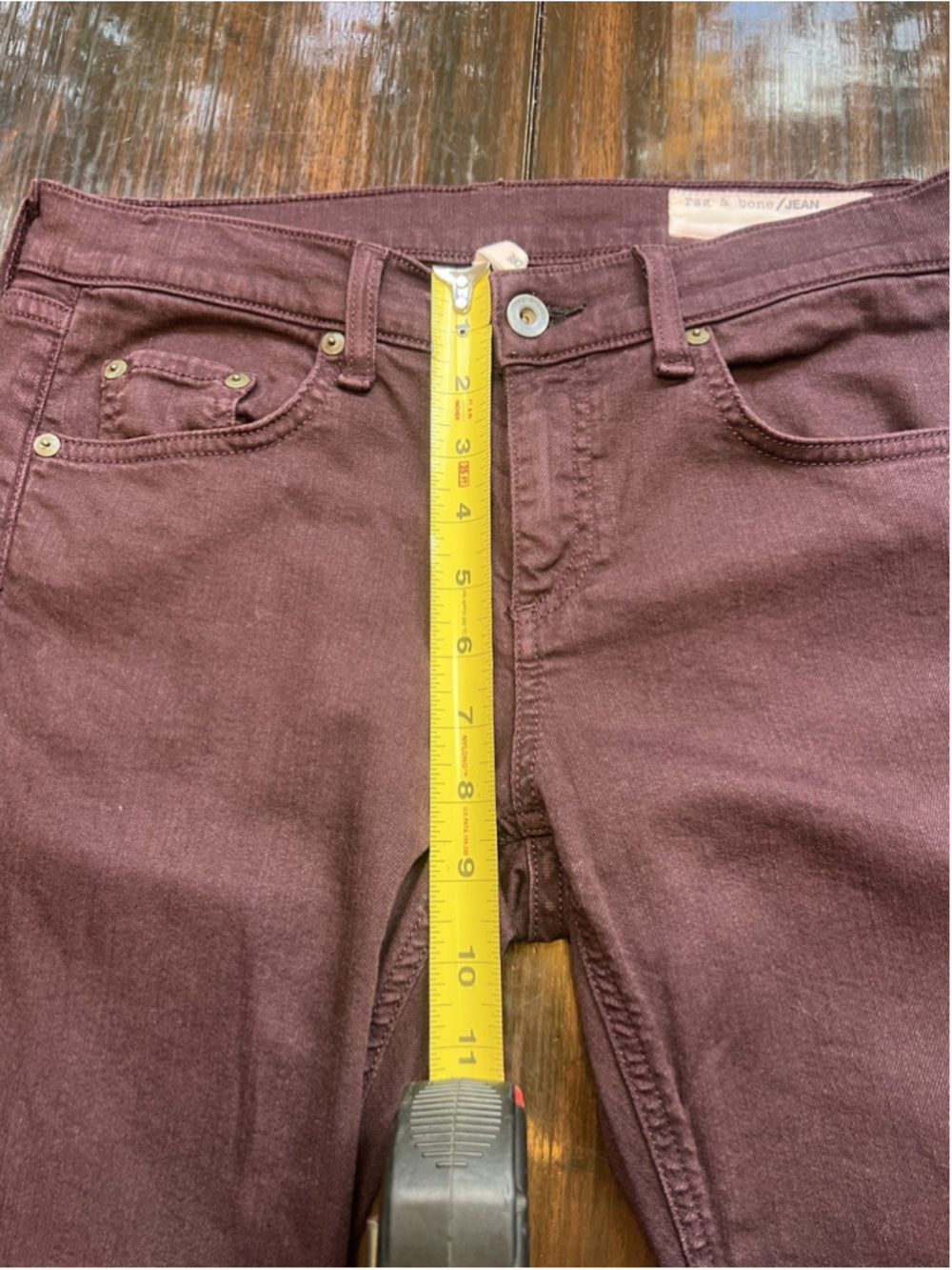 RAG & BONE Jeans Burgundy Slim Fit Boyfriend Stretch Modern Women’s Size 26 - Picture 11 of 15